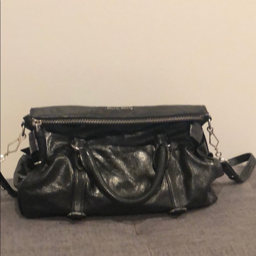 Miu Miu Bow Vitello Lux Medium Leather Satchel